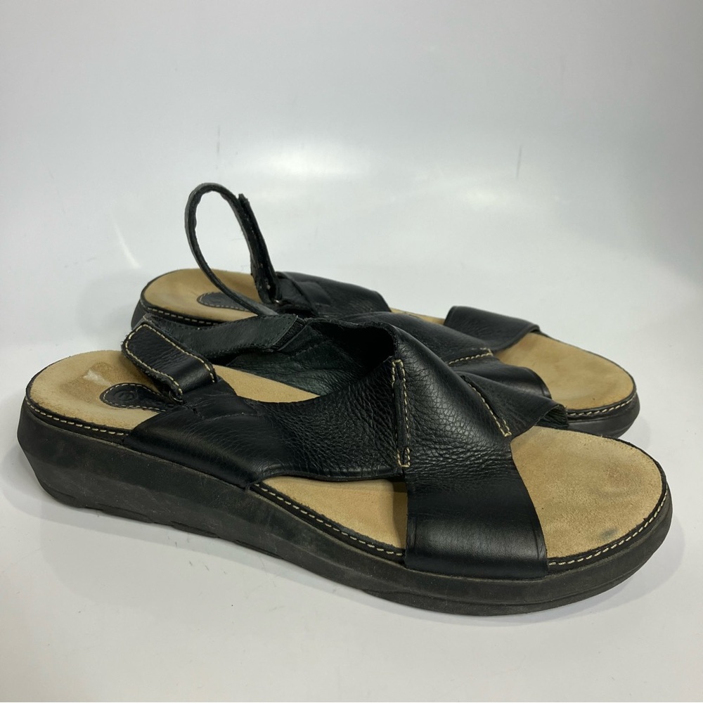 Rockport black leather cross cross sandals‎ adjustable back strap women’s size 7